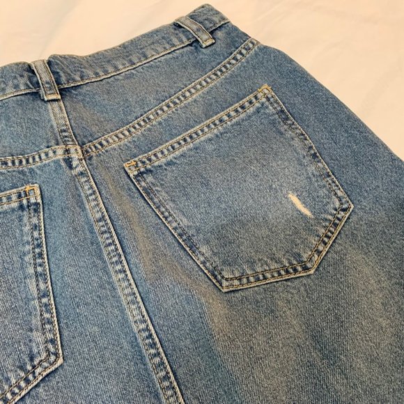 We The Free Hallie Distressed 100% Cotton Denim Mini Skirt Size 27 - Picture 11 of 13